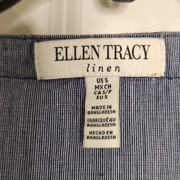 Ellen Tracy Gold Tasseled Half Zip Sleeveless Linen Blend Blouse Top Size Small - Picture 3 of 10